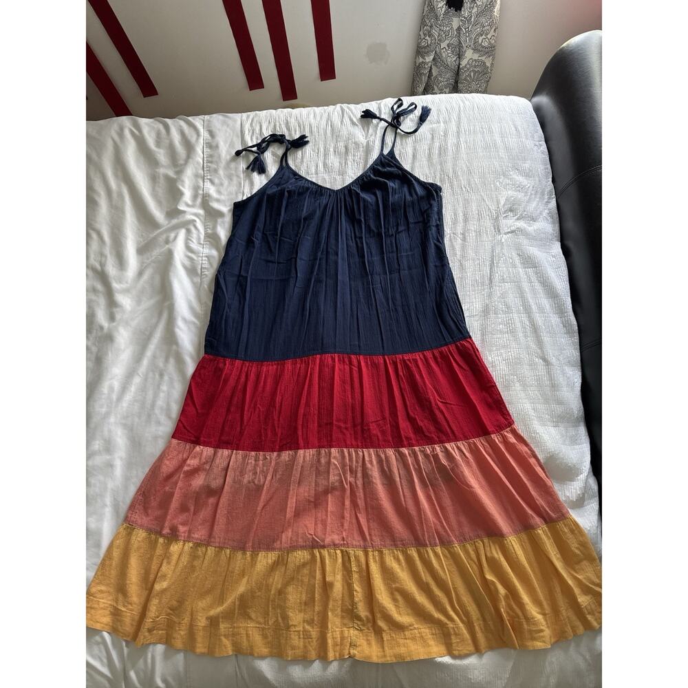 Old Navy Multicolor Dress Rainbow Tiered Tank Pockets Maxi Resortwear Women's XL